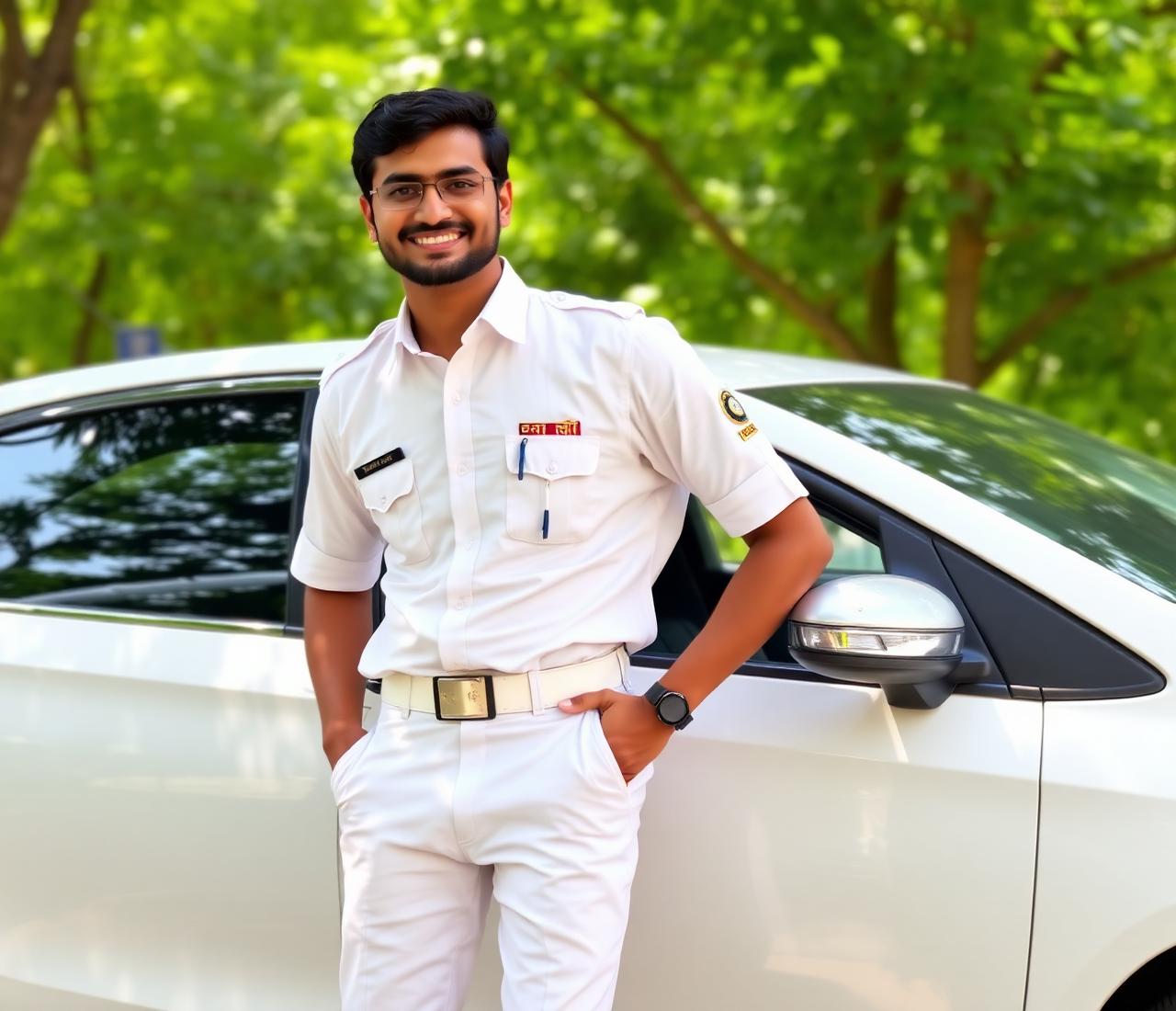 Sri Muruga Travels driver standing beside a clean car